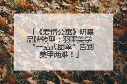 《爱情公寓》明星品牌转型：羽墨美学“一站式团单”告别美甲两难！