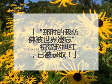 “那时的我仿佛被世界遗忘”……祝贺赵旭红，已被录取！