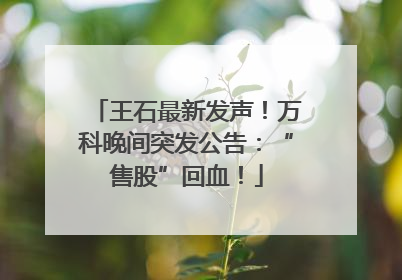 王石最新发声！万科晚间突发公告：“售股”回血！