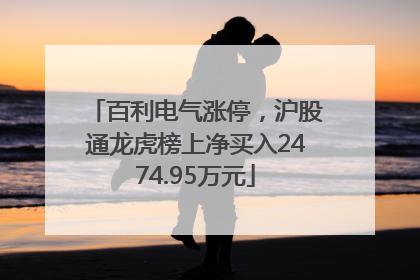 百利电气涨停，沪股通龙虎榜上净买入2474.95万元