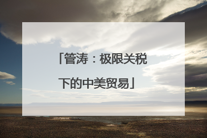 管涛：极限关税下的中美贸易