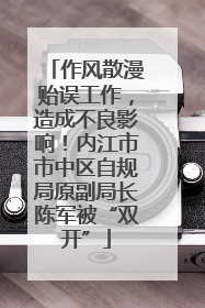 作风散漫贻误工作，造成不良影响！内江市市中区自规局原副局长陈军被“双开”