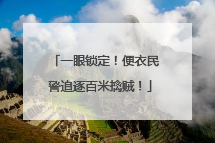 一眼锁定！便衣民警追逐百米擒贼！