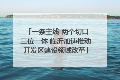 一条主线 两个切口 三位一体 临沂加速推动开发区建设领域改革