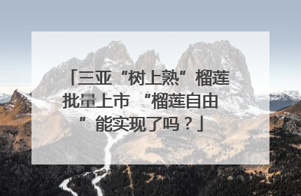 三亚“树上熟”榴莲批量上市 “榴莲自由”能实现了吗？