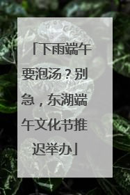 下雨端午要泡汤？别急，东湖端午文化节推迟举办