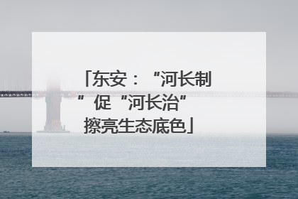 东安：“河长制”促“河长治” 擦亮生态底色