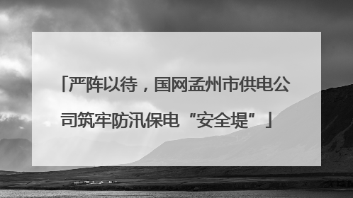严阵以待，国网孟州市供电公司筑牢防汛保电“安全堤”