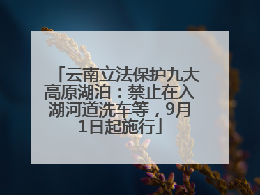 云南立法保护九大高原湖泊：禁止在入湖河道洗车等，9月1日起施行