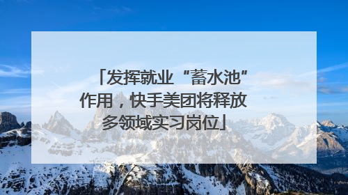 发挥就业“蓄水池”作用，快手美团将释放多领域实习岗位