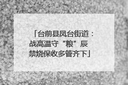 台前县凤台街道：战高温守“粮”辰 禁烧保收多管齐下