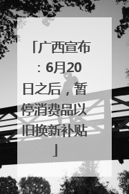 广西宣布：6月20日之后，暂停消费品以旧换新补贴
