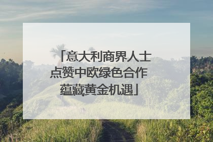 意大利商界人士点赞中欧绿色合作蕴藏黄金机遇