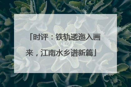 时评：铁轨逶迤入画来，江南水乡谱新篇