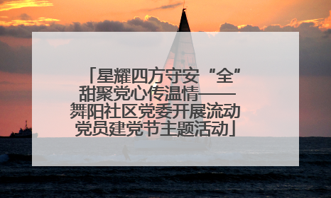 星耀四方守安“全” 甜聚党心传温情——舞阳社区党委开展流动党员建党节主题活动