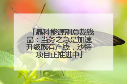 晶科能源副总裁钱晶：当务之急是加速升级既有产线，沙特项目正推进中