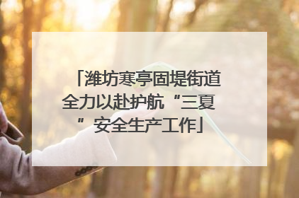 潍坊寒亭固堤街道全力以赴护航“三夏”安全生产工作
