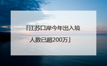 江苏口岸今年出入境人数已超200万