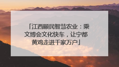 江西颐民智慧农业：乘文博会文化快车，让宁都黄鸡走进千家万户