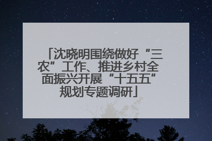 沈晓明围绕做好“三农”工作、推进乡村全面振兴开展“十五五”规划专题调研