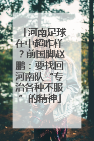 河南足球在中超咋样？前国脚赵鹏：要找回河南队“专治各种不服”的精神
