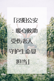 泾阳公安：暖心救助受伤老人 守护生命显担当