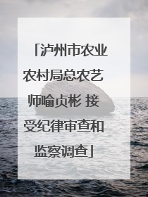 泸州市农业农村局总农艺师喻贞彬 接受纪律审查和监察调查