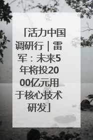 活力中国调研行｜雷军：未来5年将投2000亿元用于核心技术研发