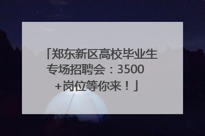 郑东新区高校毕业生专场招聘会：3500+岗位等你来！