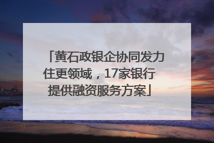 黄石政银企协同发力住更领域，17家银行提供融资服务方案