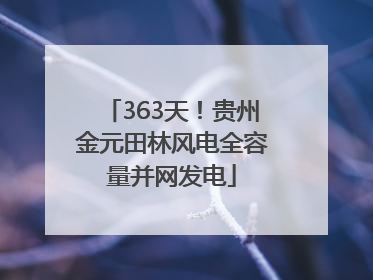 363天！贵州金元田林风电全容量并网发电