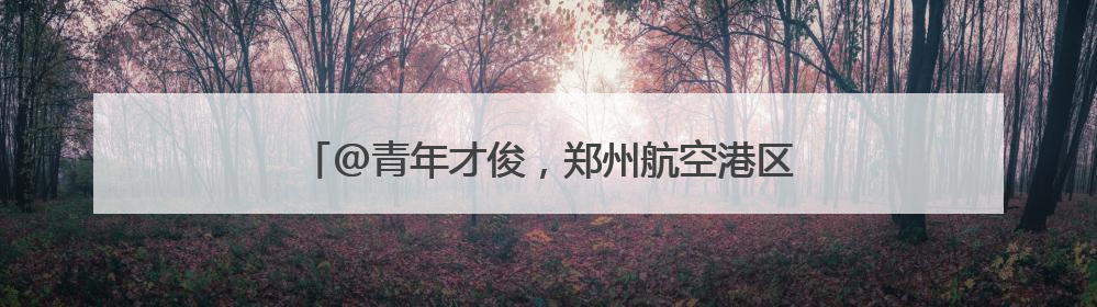 @青年才俊，郑州航空港区多项人才申报工作启动！