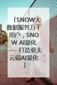 SNOW大数据服务万千用户，SNOW AI量化——打造亚太云端AI量化